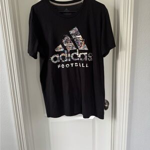 Adidas Men’s Black Football T-Shirt, multi-color logo